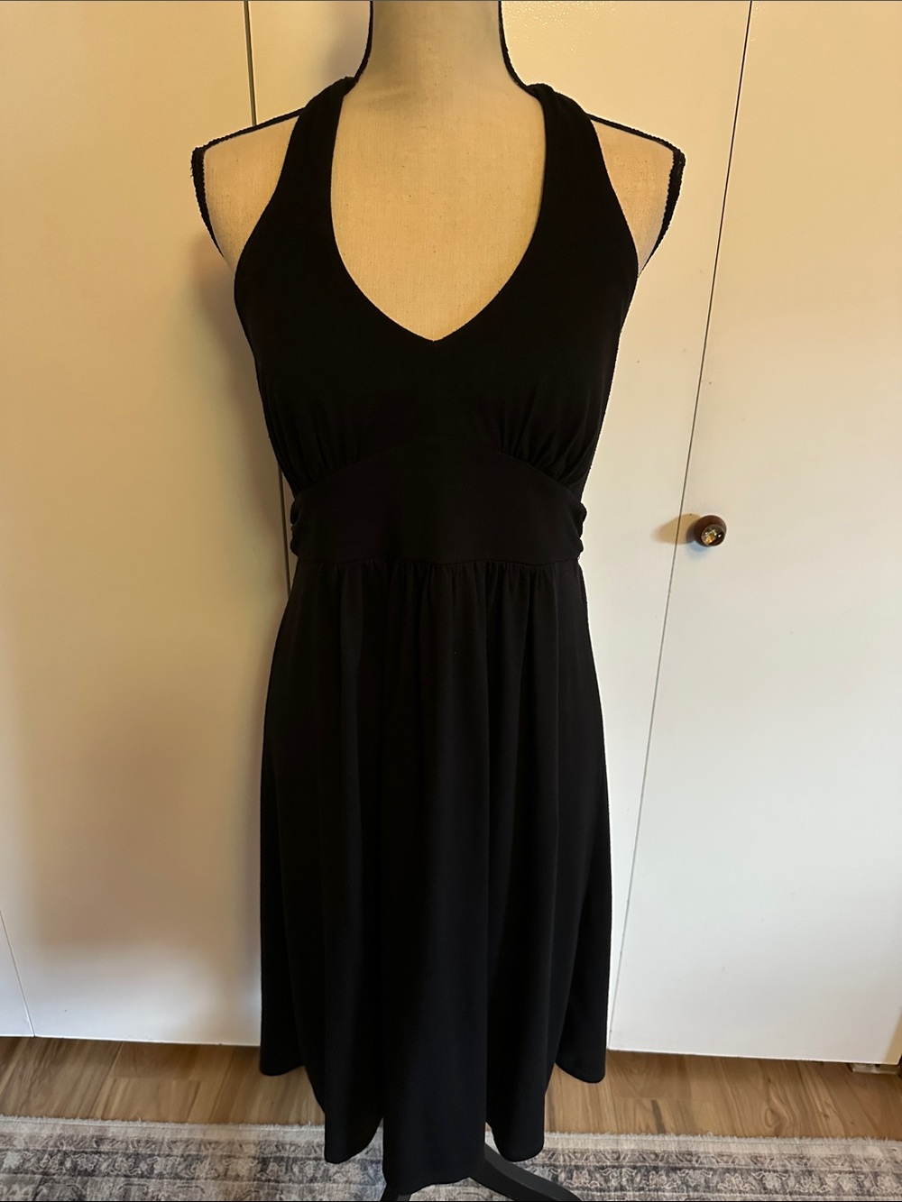 Black V-Neck Cotton Sleeveless Dress